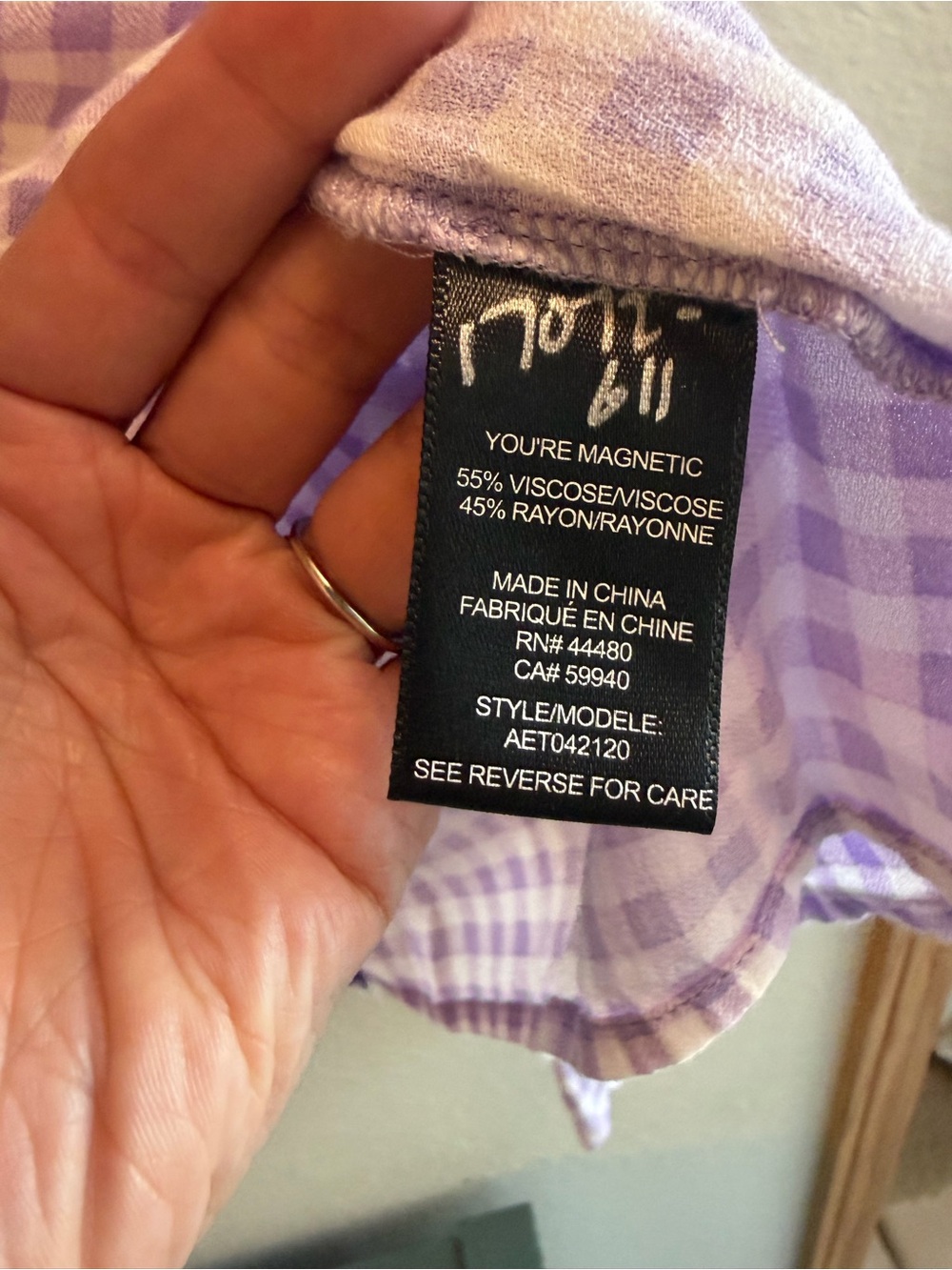 AFRM REVOLVE Lavender Gingham Hough Top - Picture 9 of 10